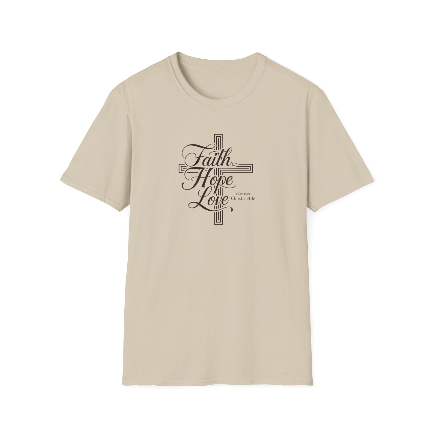 Unisex ’Faith Hope Love’ Christian Cotton Softstyle T-Shirt - Sand / S - T-Shirt