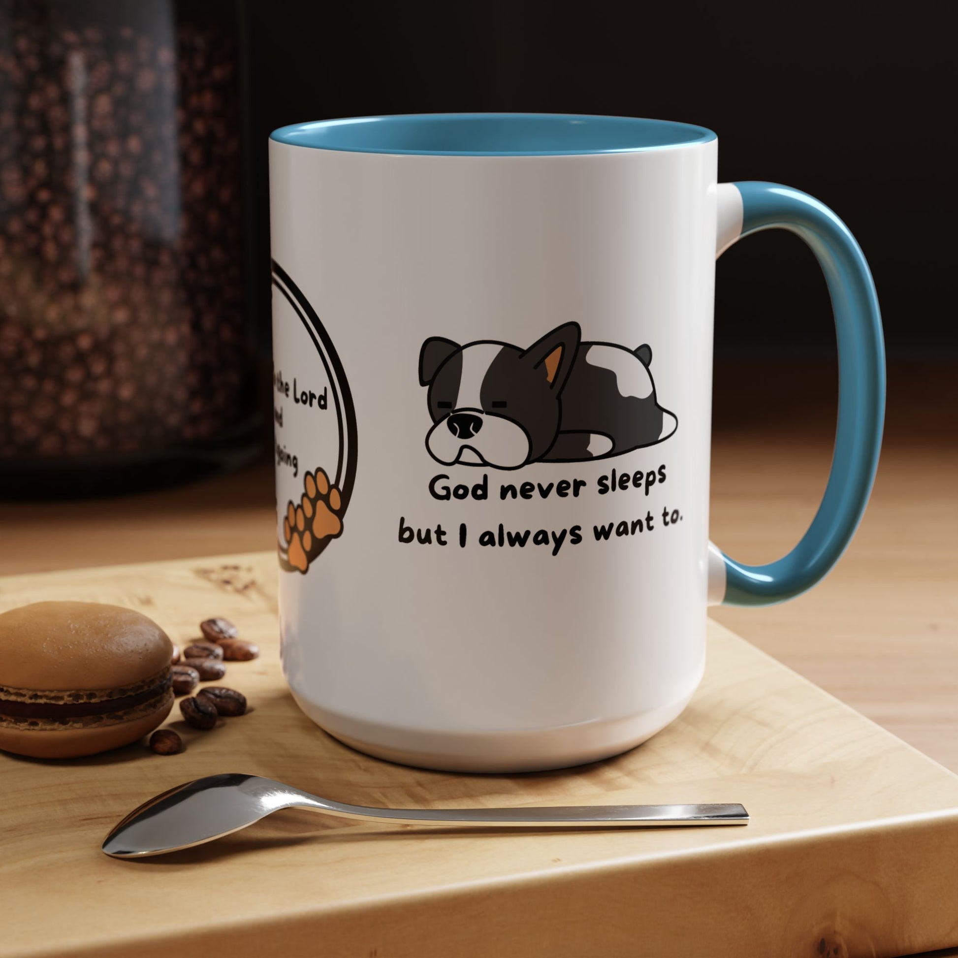 Christian ’God never sleeps’ 11 oz and 15oz Accent Mug multiple colors Christian Mug - 15oz / Light Blue - Mug