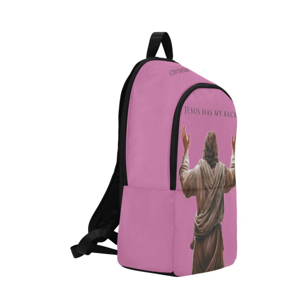 "Jesus Has My Back" Christian Backpack (Choose Pink Shade)