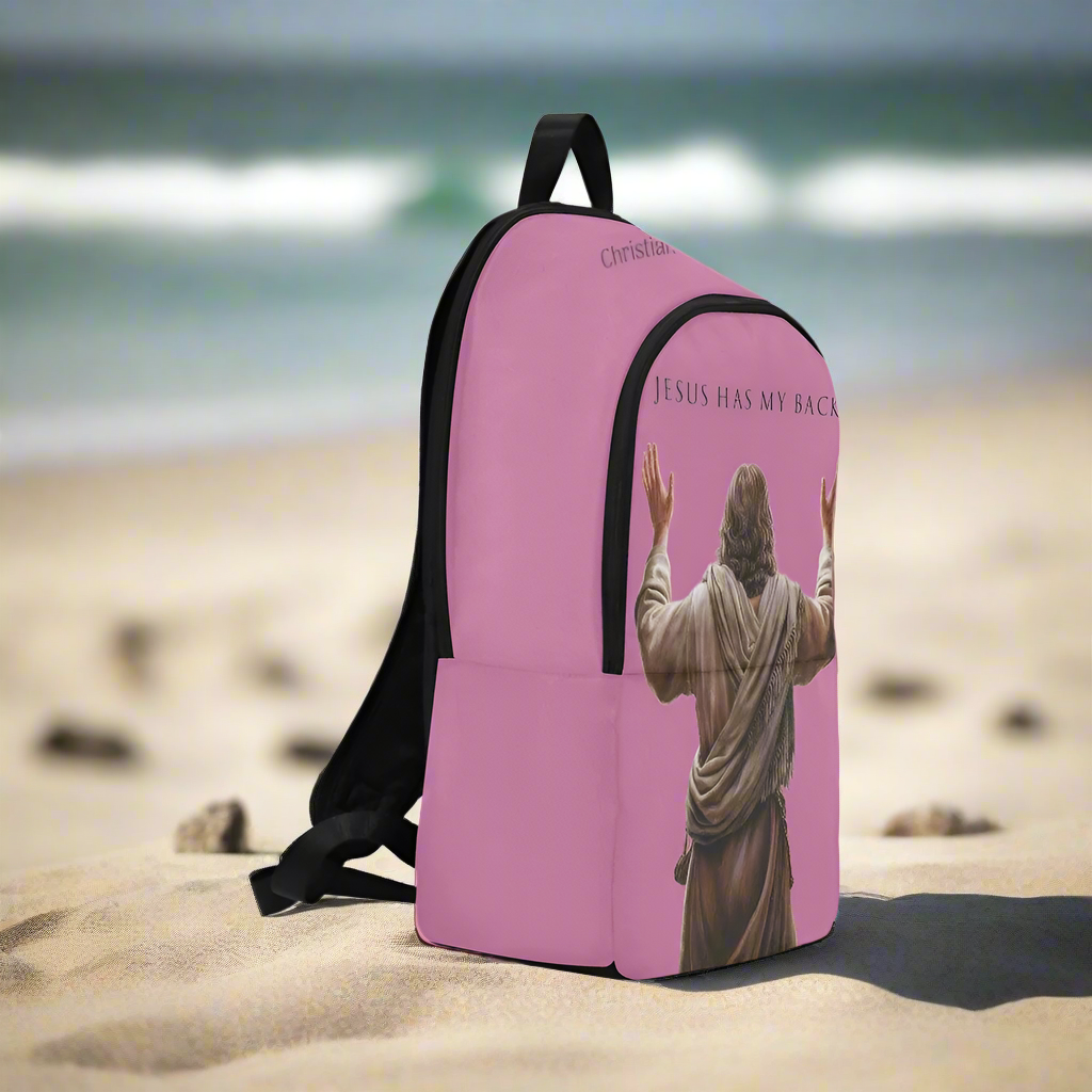 "Jesus Has My Back" Christian Backpack (Choose Pink Shade)