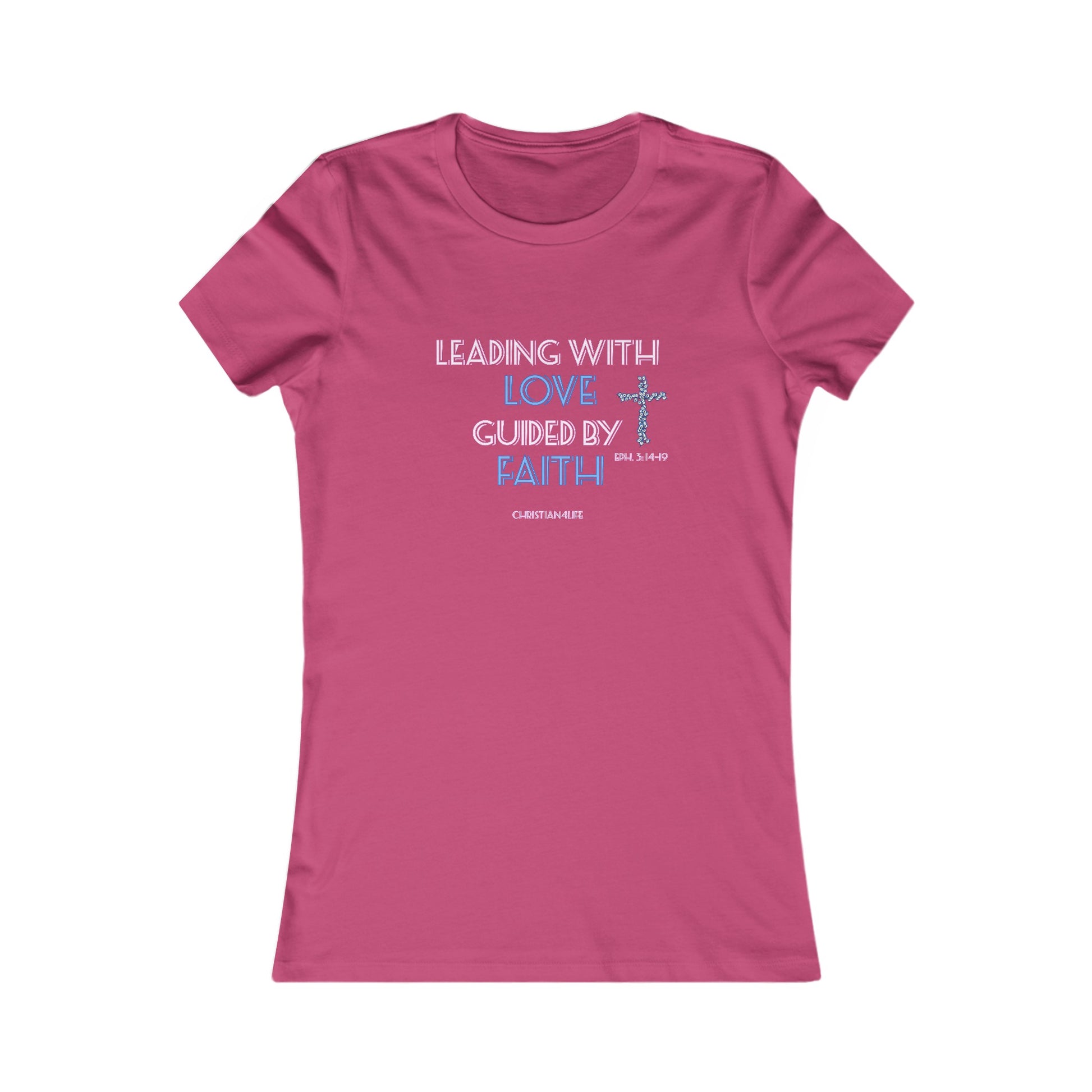 Women’s ’Leading with Love Guided by Faith’ inspirational Christian t-shirt - S / Berry - T-Shirt