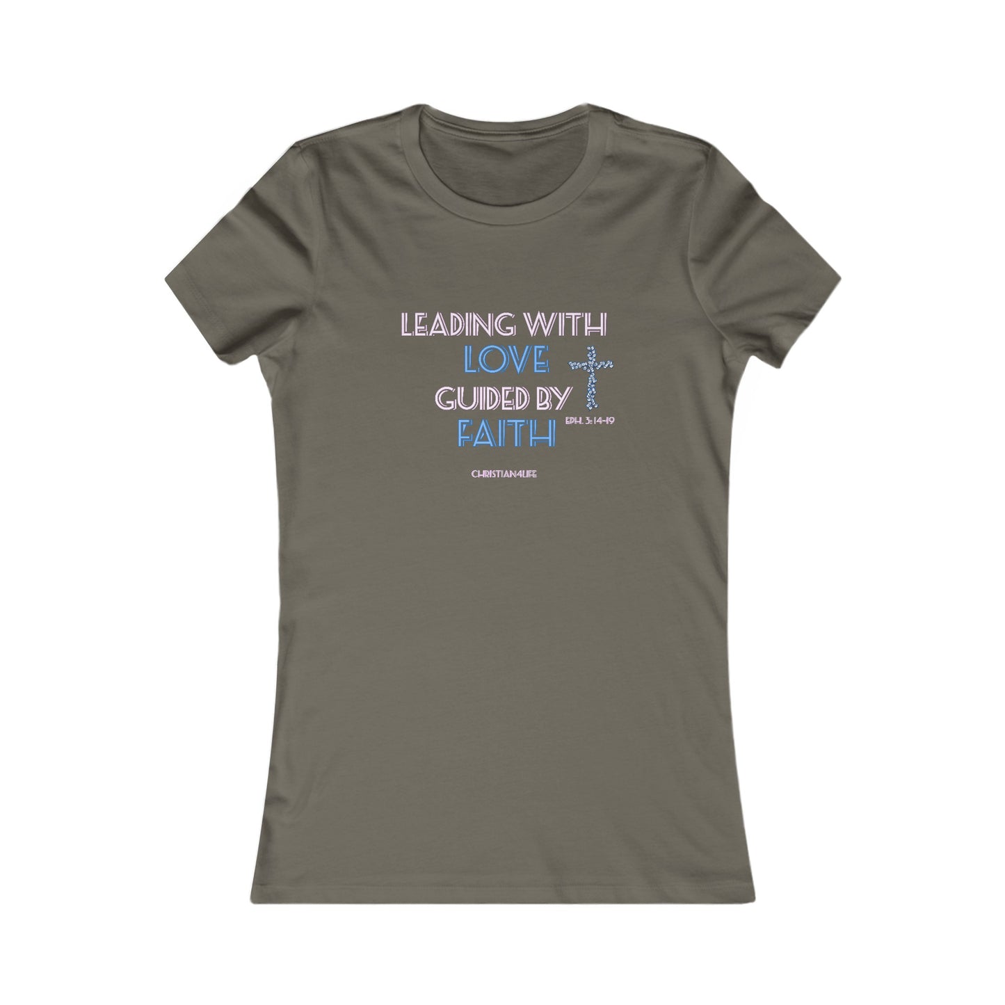 Women’s ’Leading with Love Guided by Faith’ inspirational Christian t-shirt - XL / Army - T-Shirt