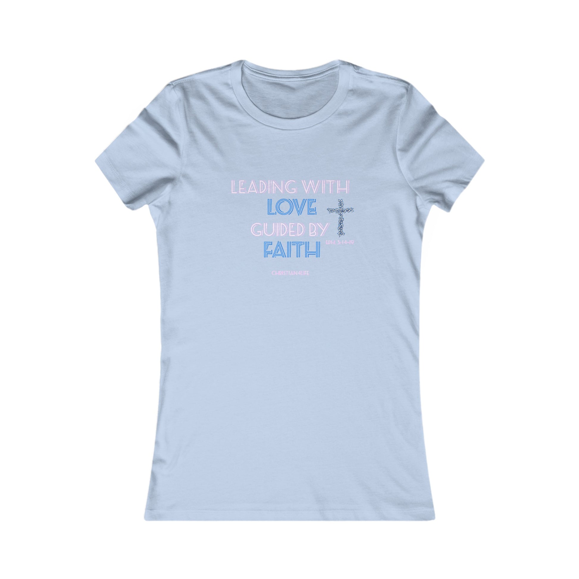 Women’s ’Leading with Love Guided by Faith’ inspirational Christian t-shirt - S / Baby Blue - T-Shirt