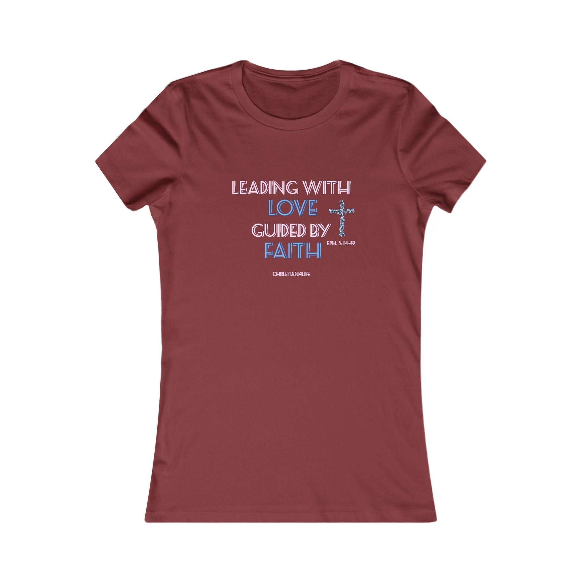 Women’s ’Leading with Love Guided by Faith’ inspirational Christian t-shirt - S / Cardinal - T-Shirt