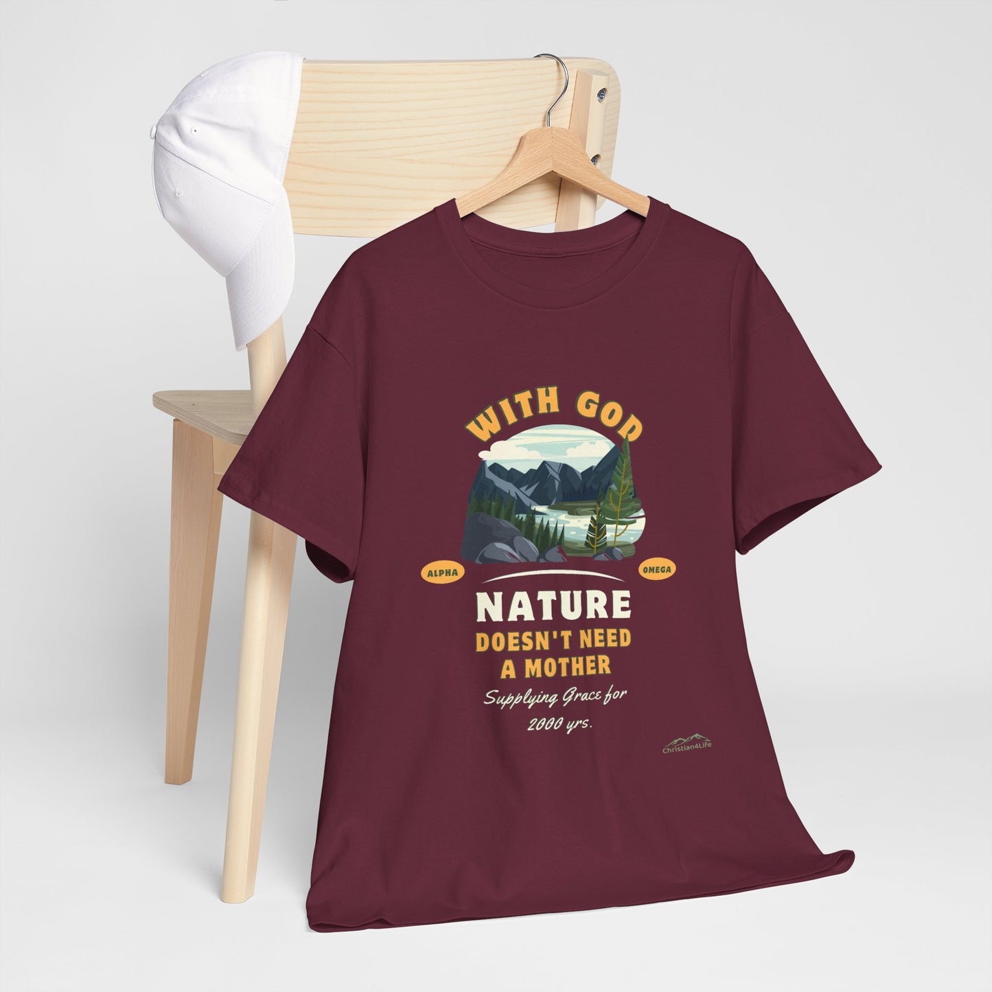 Unisex "With God Nature doesn't need a mother" Heavy Cotton Christian Tee