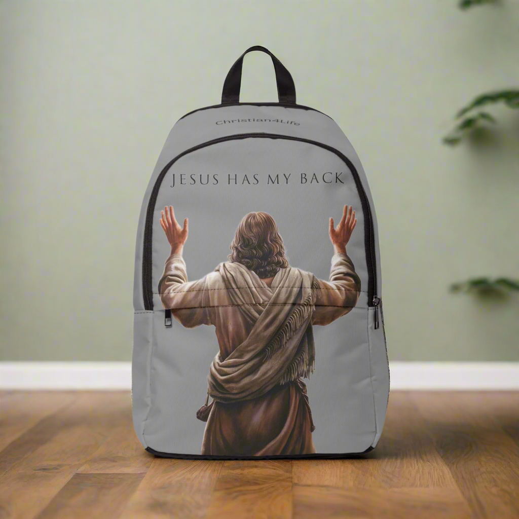 ’Jesus Has My Back’ Graphic design Christian Backpack (grey) - One size - Bags