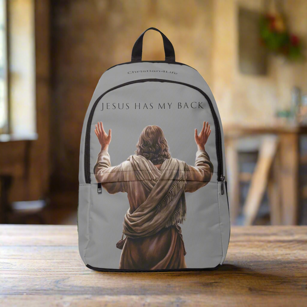 ’Jesus Has My Back’ Graphic design Christian Backpack (grey) - One size - Bags