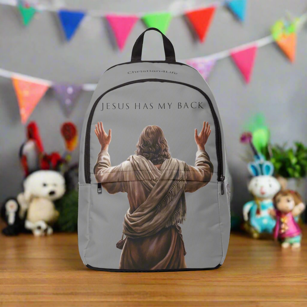 ’Jesus Has My Back’ Graphic design Christian Backpack (grey) - One size - Bags