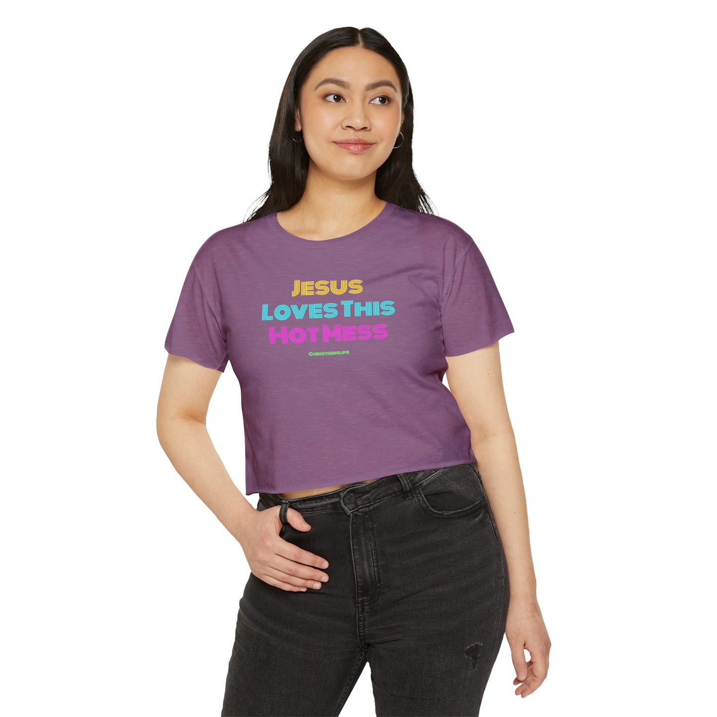 Jesus Loves this Hot Mess -Women’s Festival Crop Top - T-Shirt