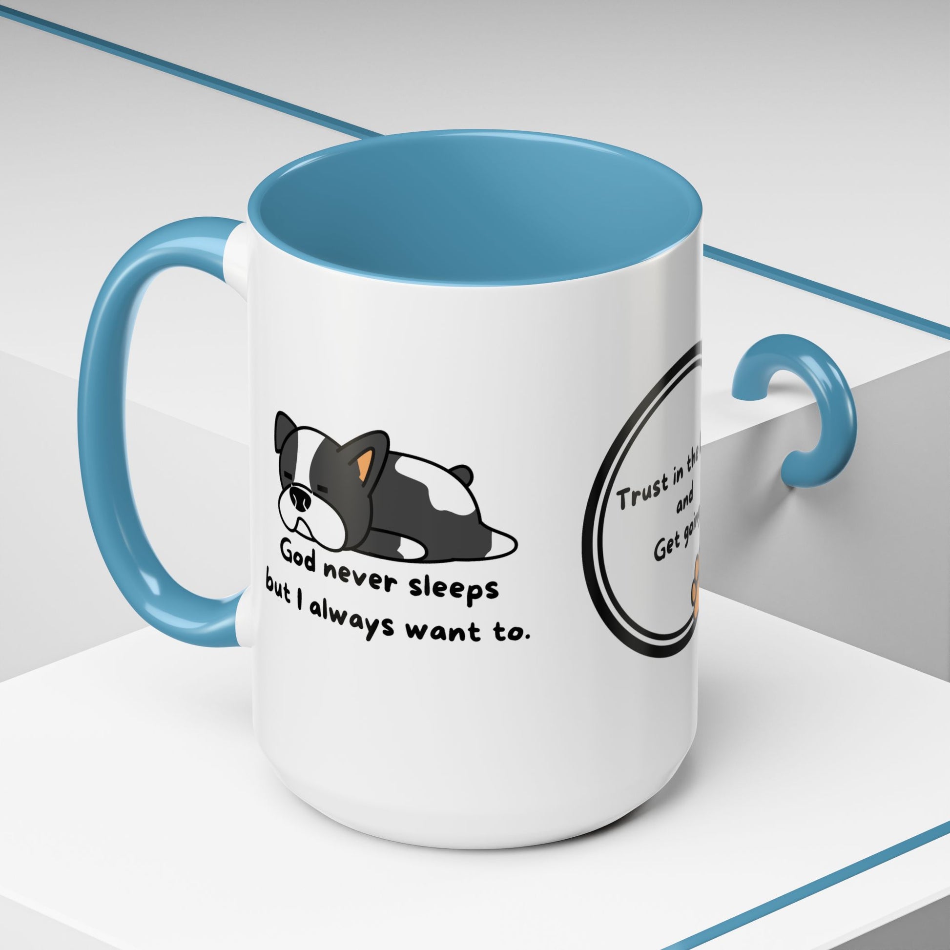 Christian ’God never sleeps’ 11 oz and 15oz Accent Mug multiple colors Christian Mug - Mug