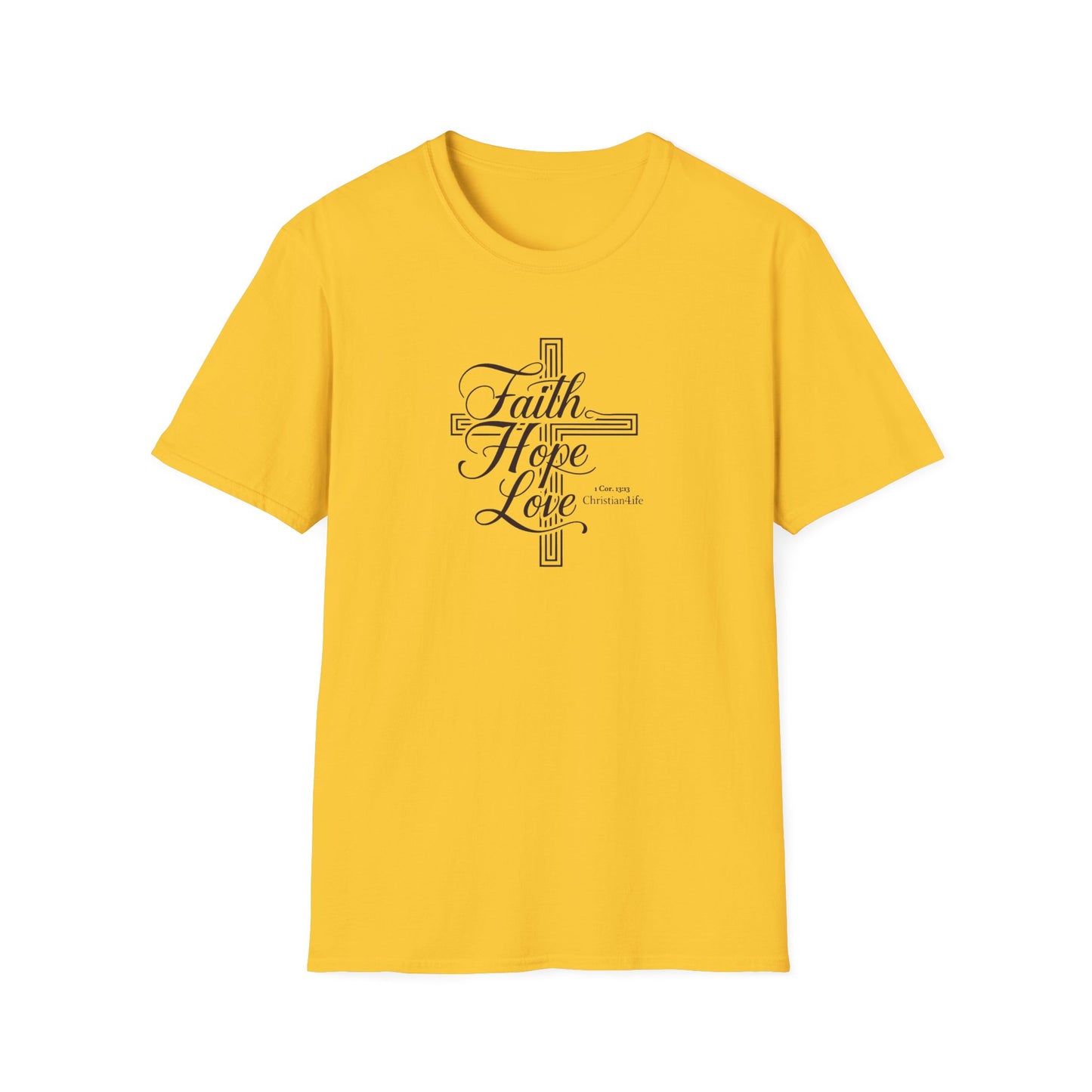 Unisex ’Faith Hope Love’ Christian Cotton Softstyle T-Shirt - Daisy / S - T-Shirt
