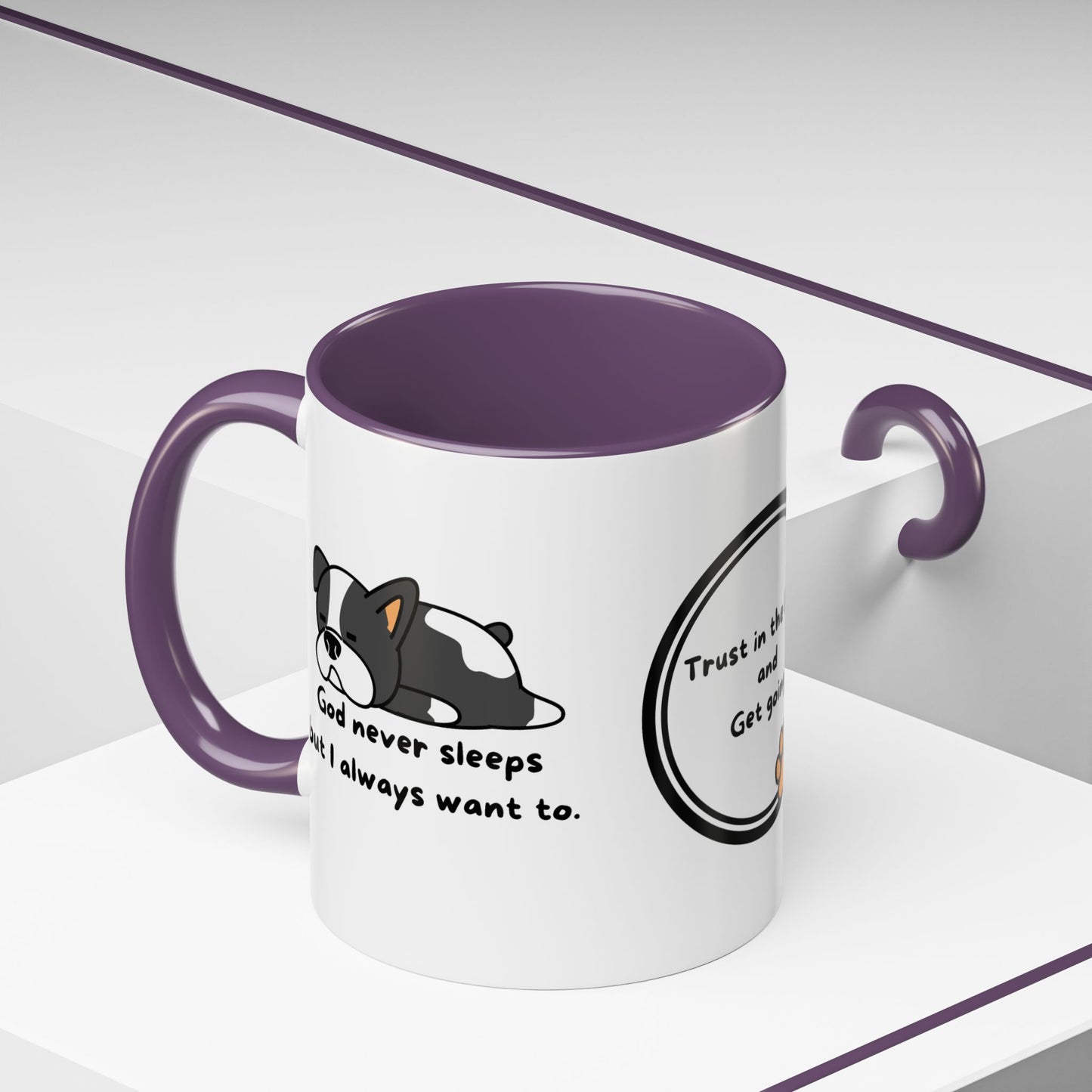 Christian ’God never sleeps’ 11 oz and 15oz Accent Mug multiple colors Christian Mug - Mug