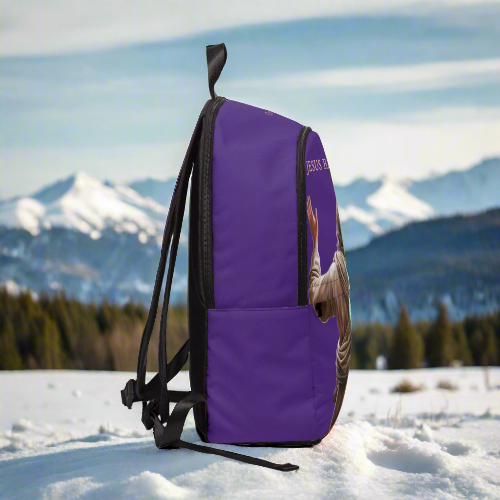 ’Jesus Has My Back’ Graphic design Christian Backpack (purple) - One size - Bags