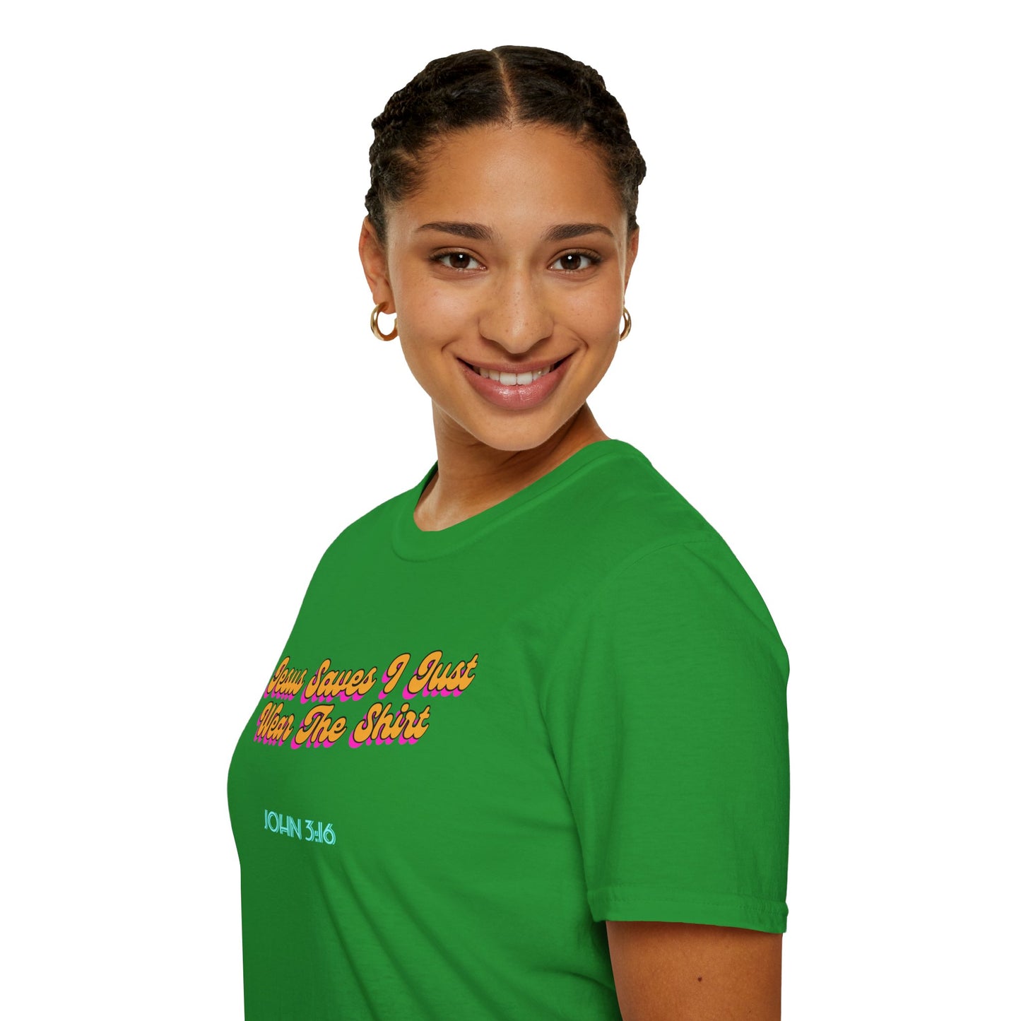 "Jesus Saves, I just Wear the Shirt" Unisex Cotton Softstyle T-Shirt
