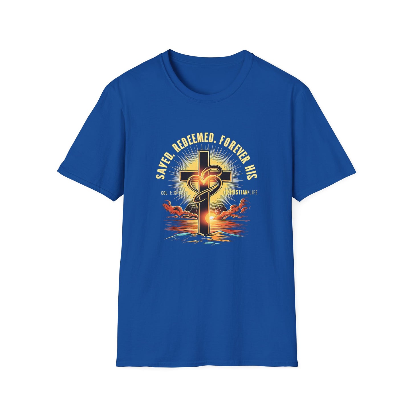 Unisex ’Saved Redeemed Forever His’ Christian Cotton Softstyle T-Shirt - Royal / S - T-Shirt