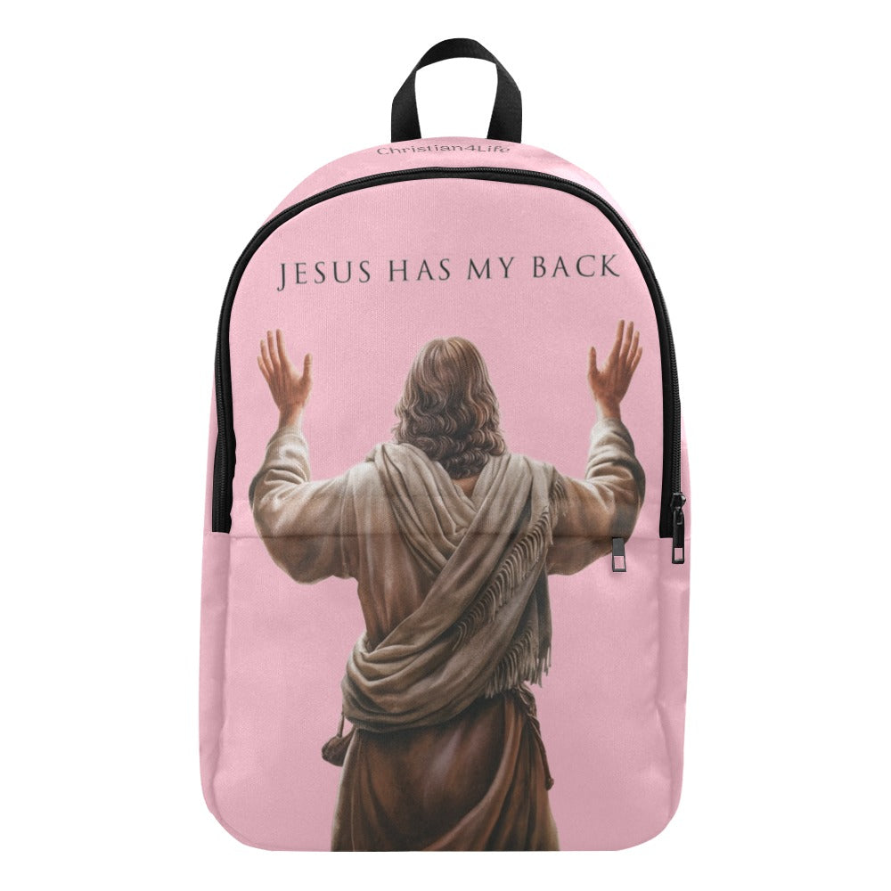 "Jesus Has My Back" Christian Backpack (Choose Pink Shade)