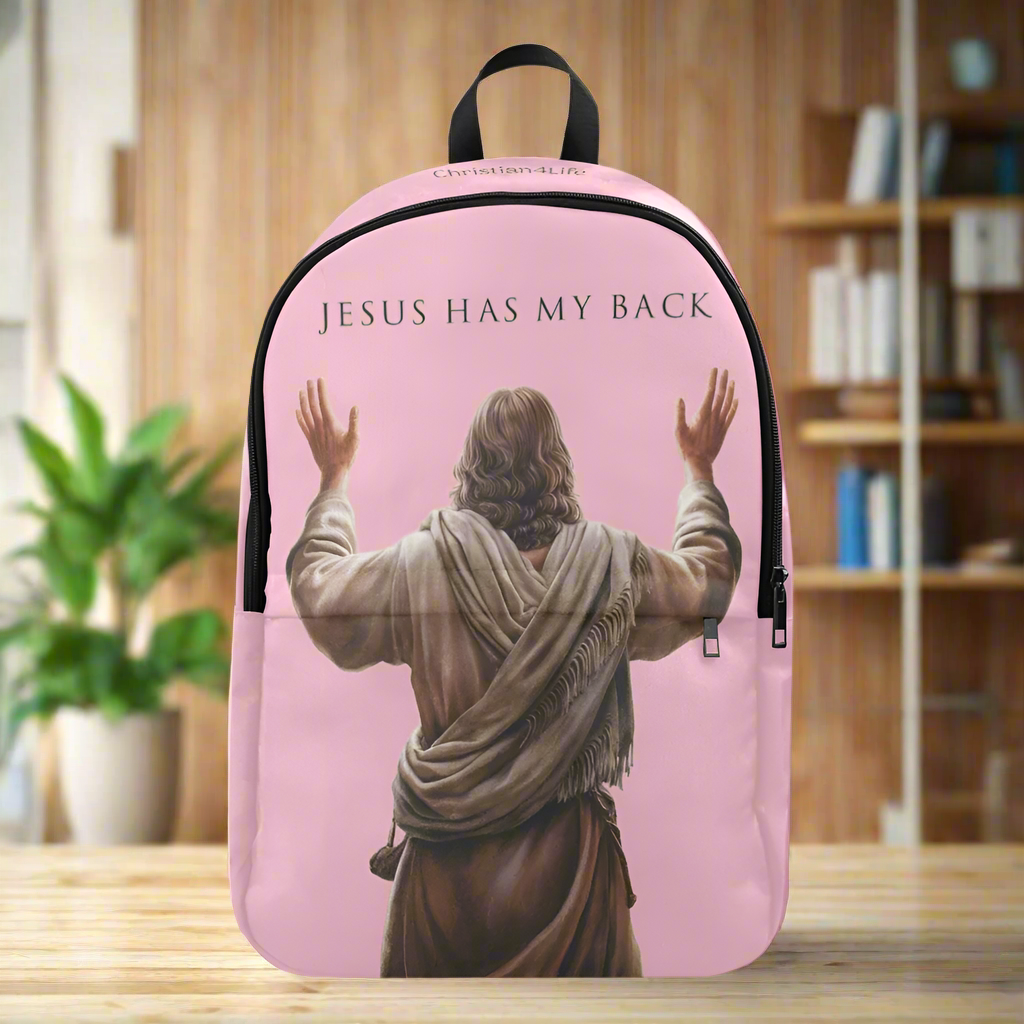 "Jesus Has My Back" Christian Backpack (Choose Pink Shade)