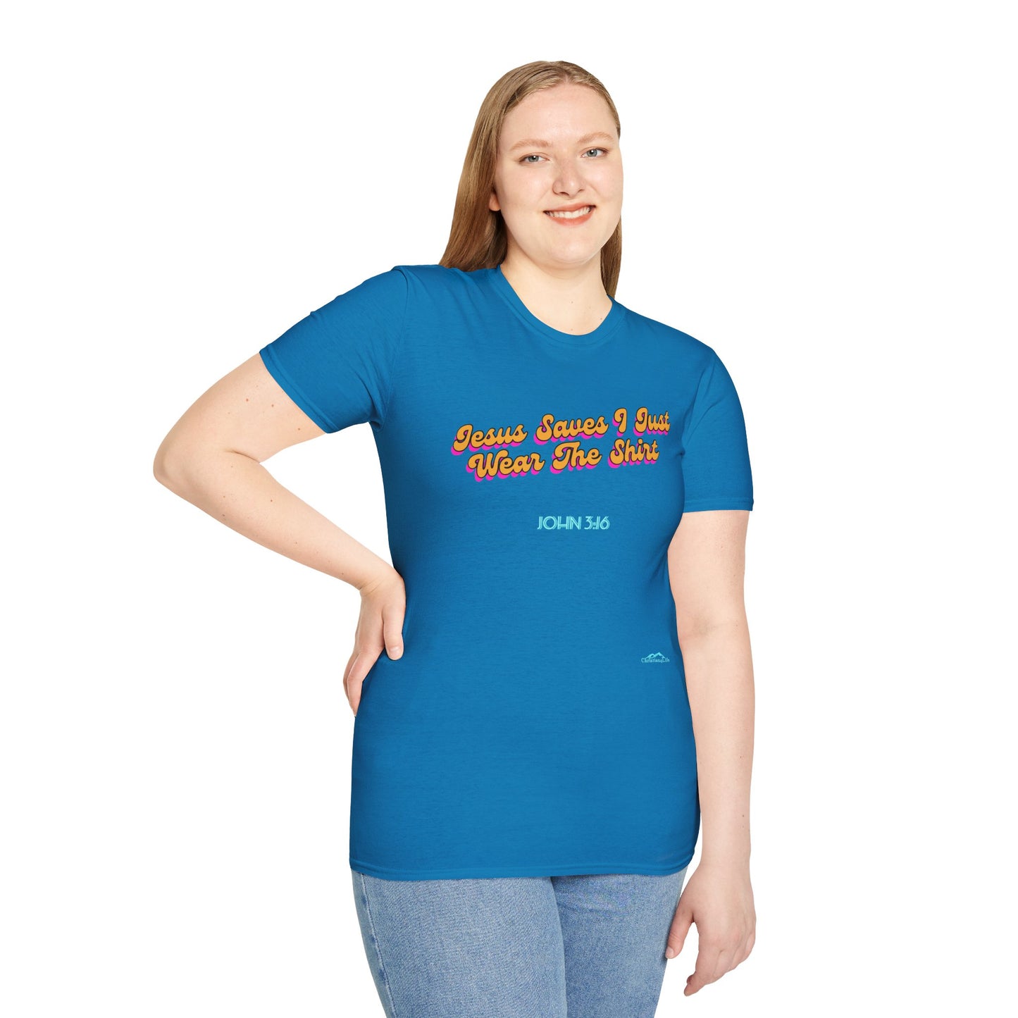 "Jesus Saves, I just Wear the Shirt" Unisex Cotton Softstyle T-Shirt