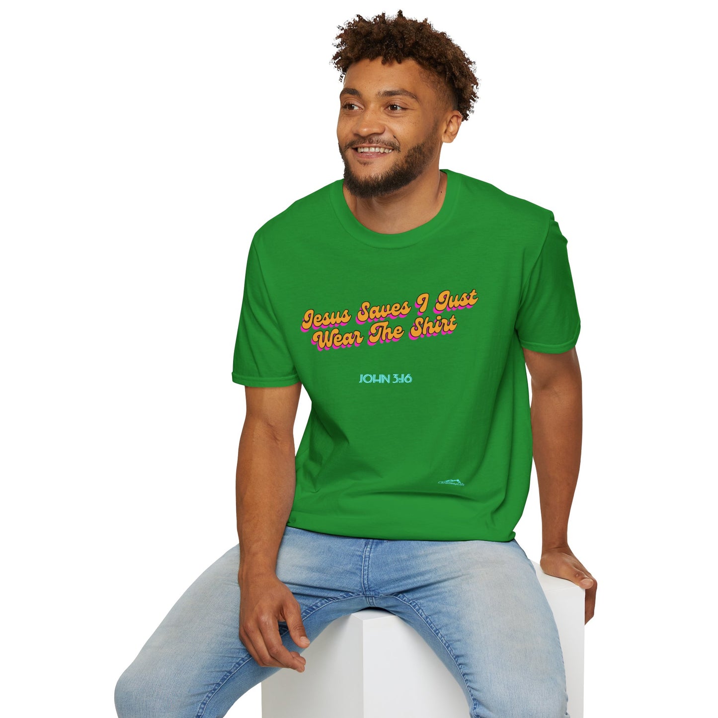 "Jesus Saves, I just Wear the Shirt" Unisex Cotton Softstyle T-Shirt