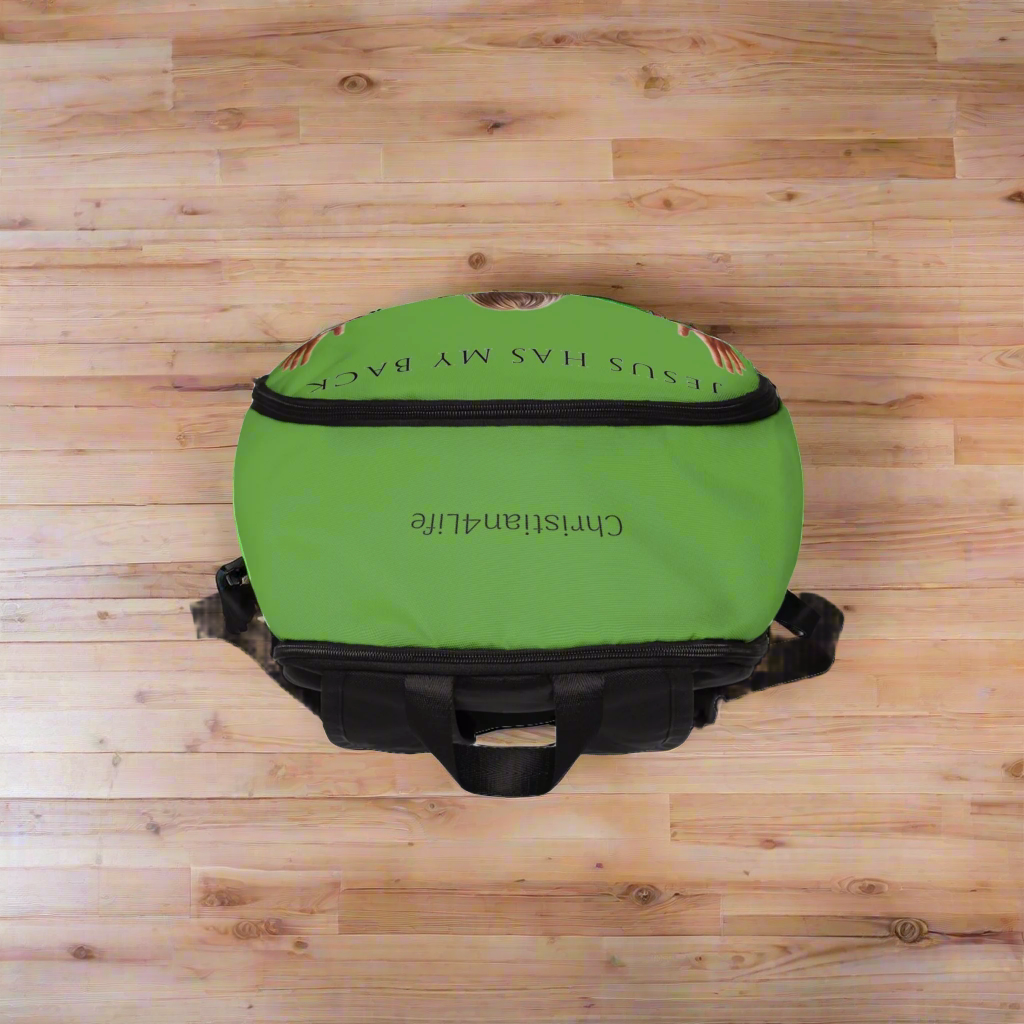 ’Jesus Has My Back’ design Christian Backpack (green) - One size - Bags