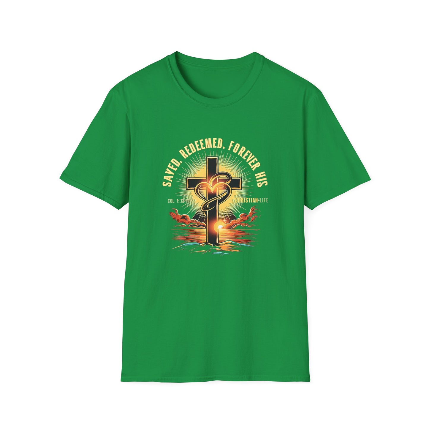 Unisex ’Saved Redeemed Forever His’ Christian Cotton Softstyle T-Shirt - Irish Green / S - T-Shirt