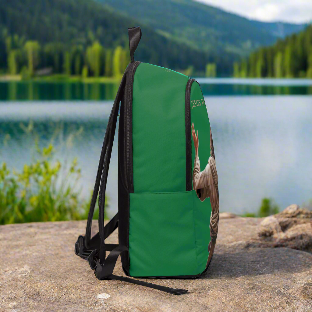 ’Jesus Has My Back’ design Christian Backpack (dark green) - One size - Bags