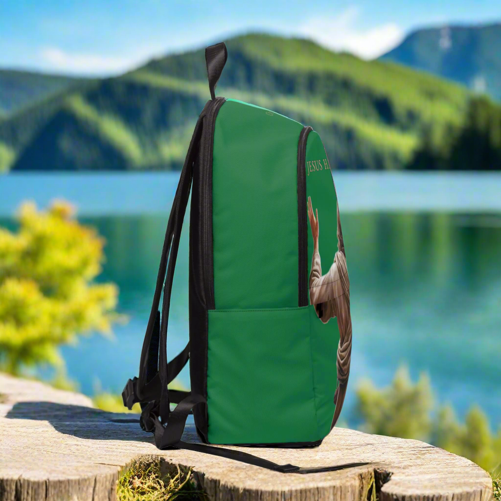 ’Jesus Has My Back’ design Christian Backpack (dark green) - One size - Bags