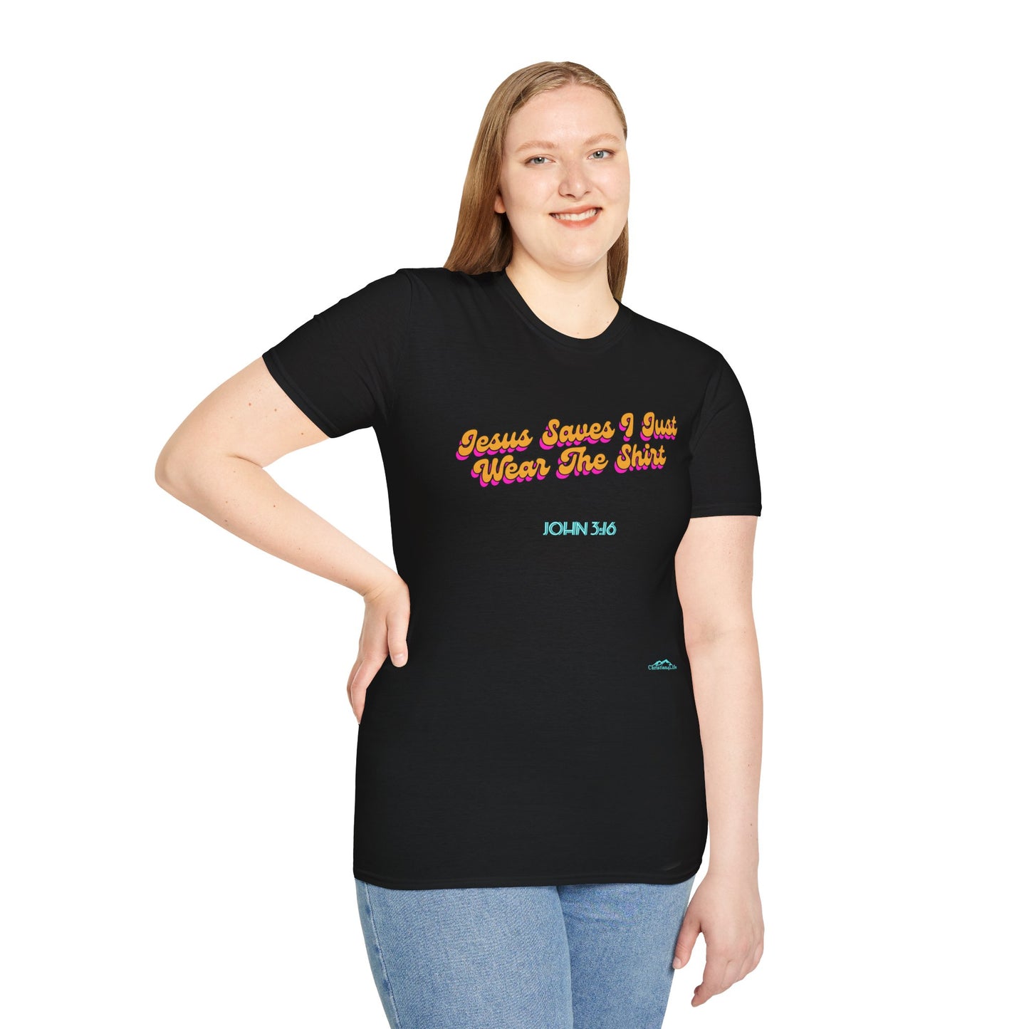 "Jesus Saves, I just Wear the Shirt" Unisex Cotton Softstyle T-Shirt