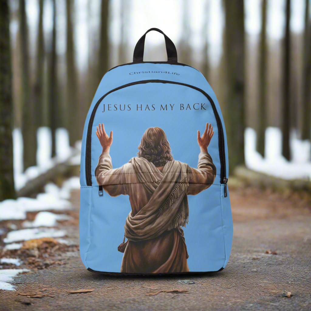 ’Jesus Has My Back’ design Christian Backpack (light blue) - One size - Bags