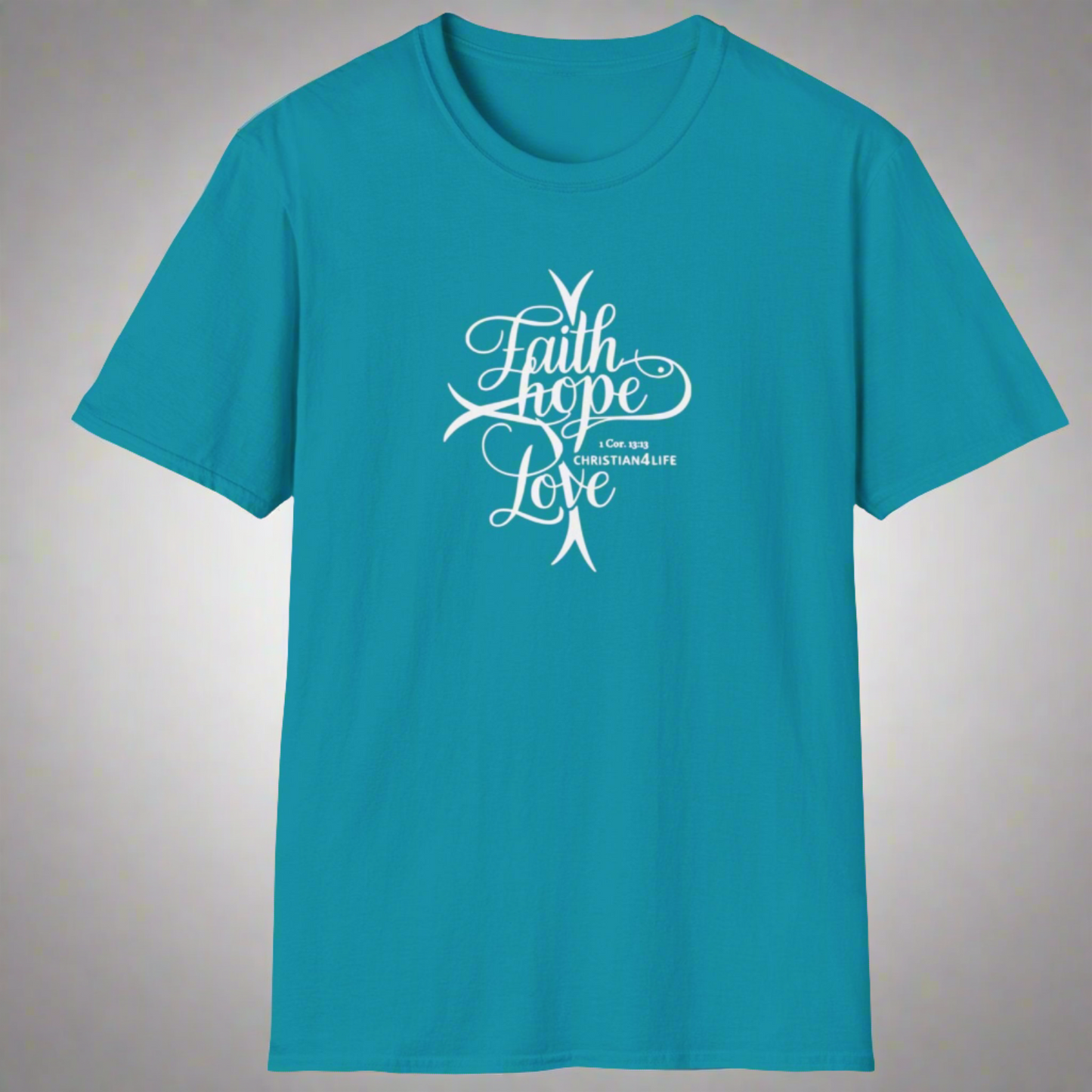 ’Faith Hope Love’ Unisex Christian Cotton Softstyle T-Shirt - T-Shirt