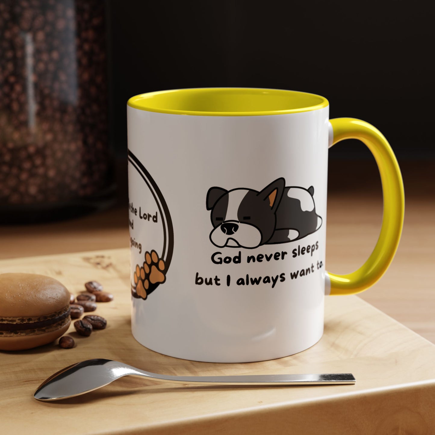 Christian ’God never sleeps’ 11 oz and 15oz Accent Mug multiple colors Christian Mug - 11oz / Yellow - Mug