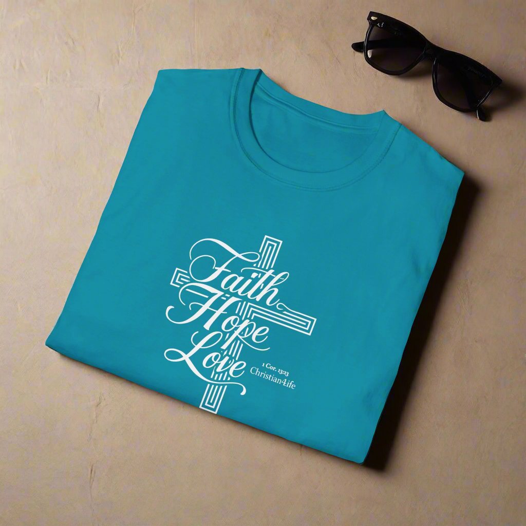 Unisex ’Faith Hope Love’ Christian Cotton Softstyle T-Shirt - T-Shirt