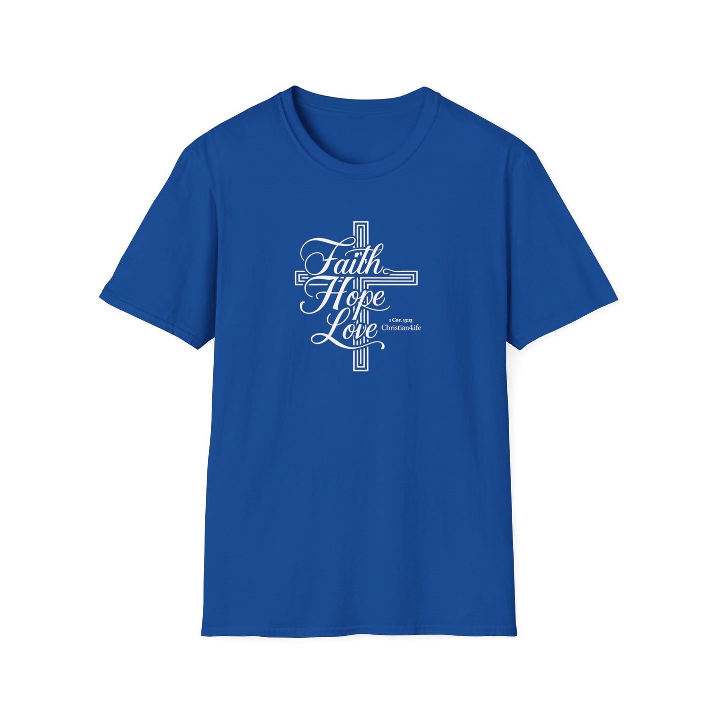 Unisex ’Faith Hope Love’ Christian Cotton Softstyle T-Shirt - Royal / S - T-Shirt