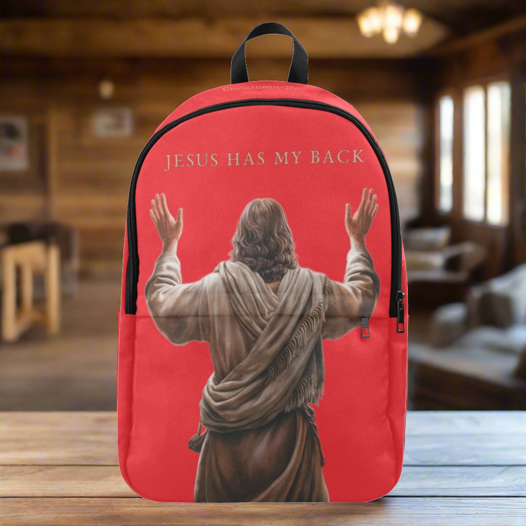 "Jesus Has My Back" Christian Backpack (Choose Red Shade)