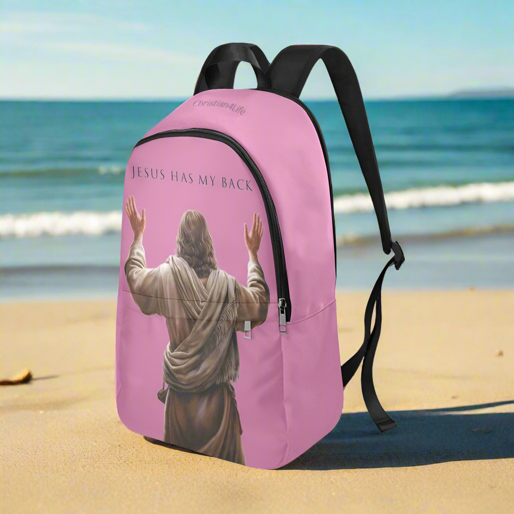 "Jesus Has My Back" Christian Backpack (Choose Pink Shade)