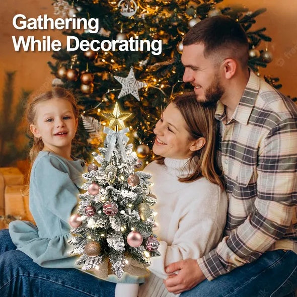 22in Tabletop Christmas Trees With Lights Christmas Ornaments Decorations & snow - Home Decor