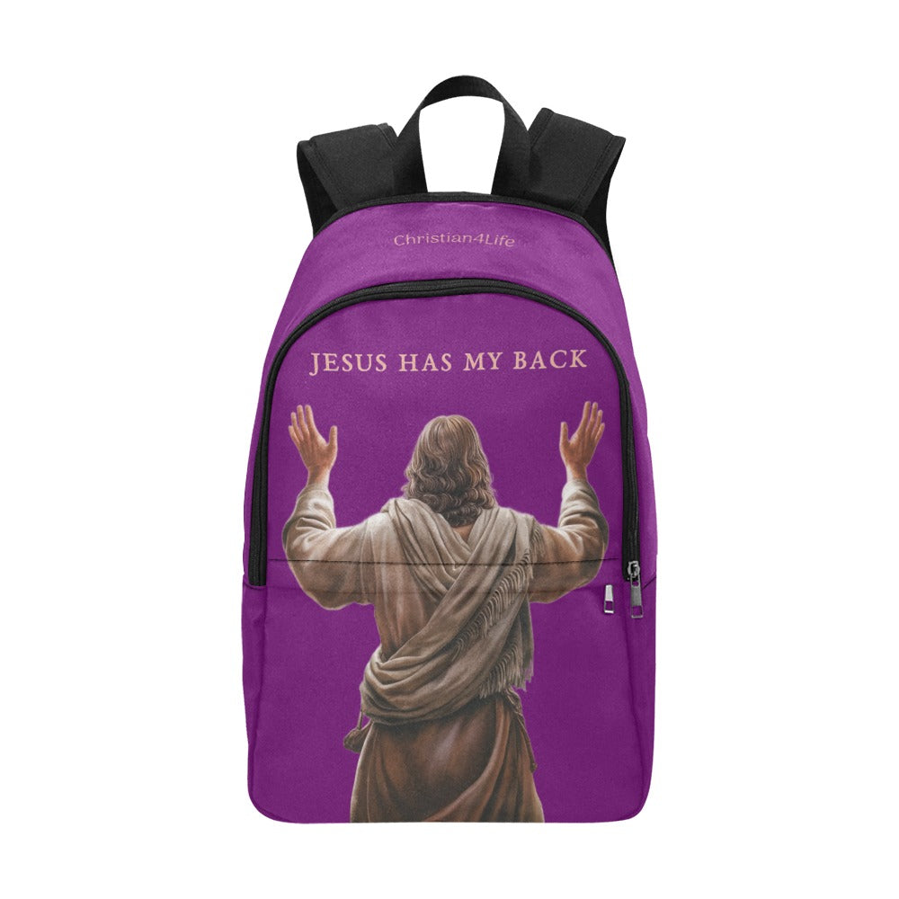 "Jesus Has My Back" Christian Backpack (Choose Purple Shade)