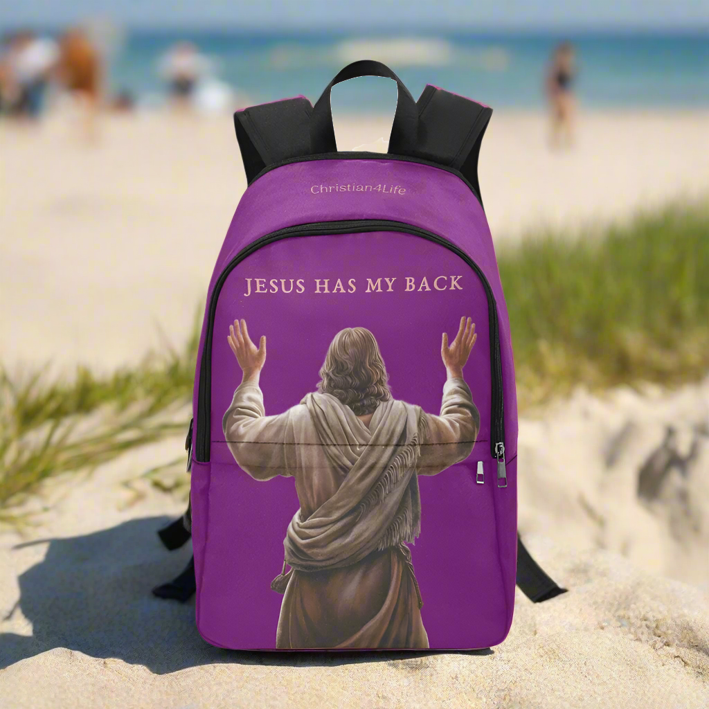 "Jesus Has My Back" Christian Backpack (Choose Purple Shade)