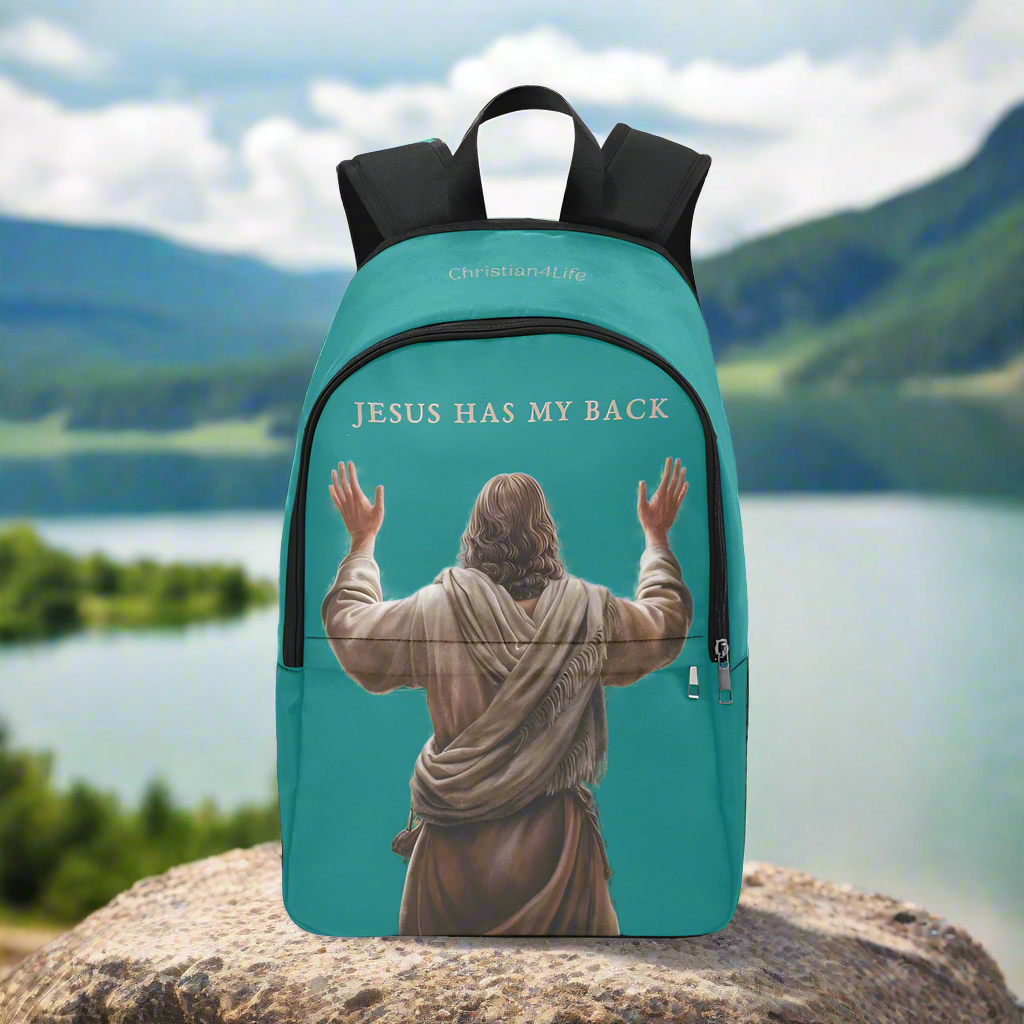 "Jesus Has My Back" Christian Backpack (Choose Green Shade)