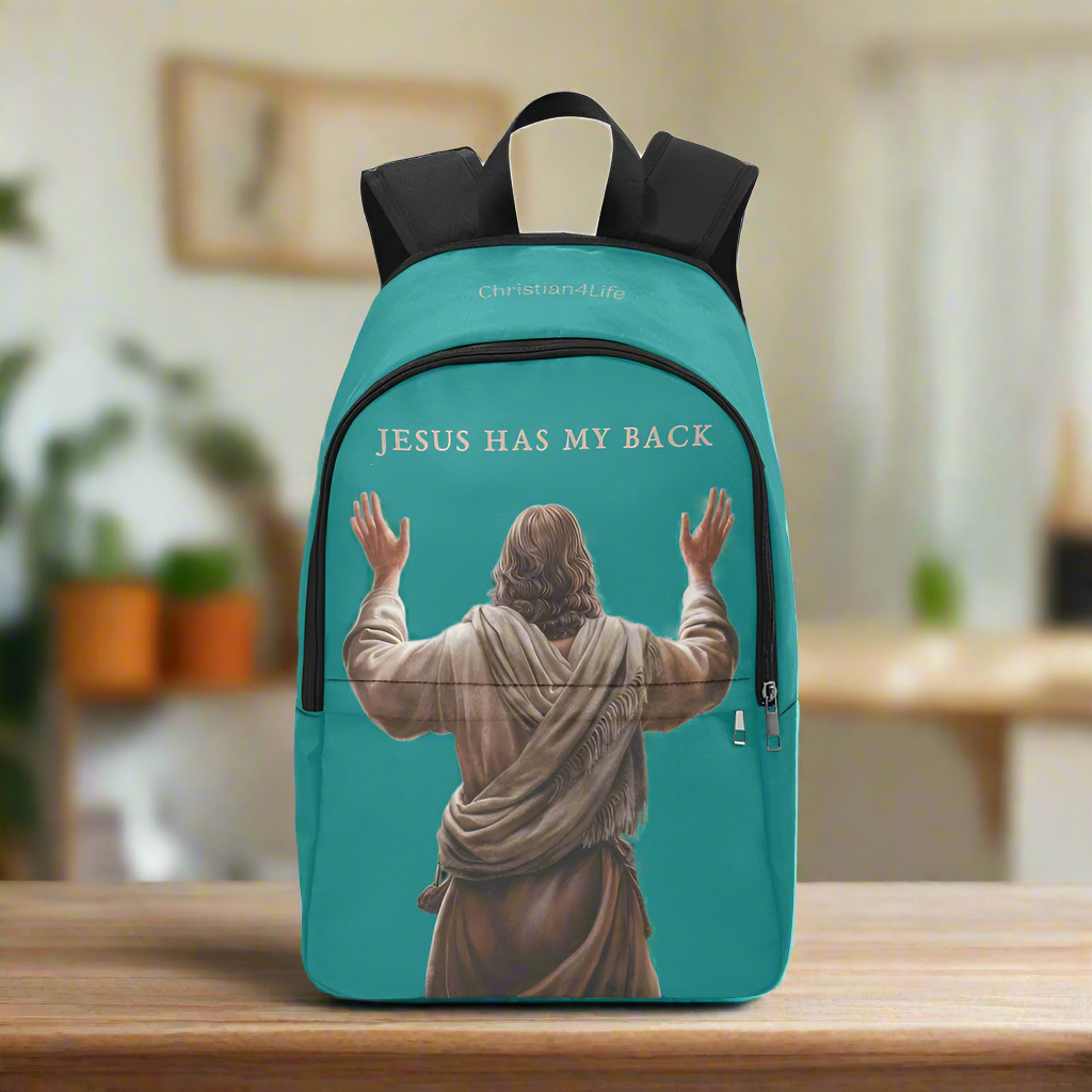 "Jesus Has My Back" Christian Backpack (Choose Green Shade)