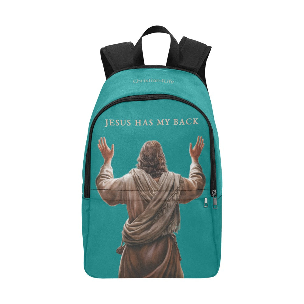"Jesus Has My Back" Christian Backpack (Choose Green Shade)
