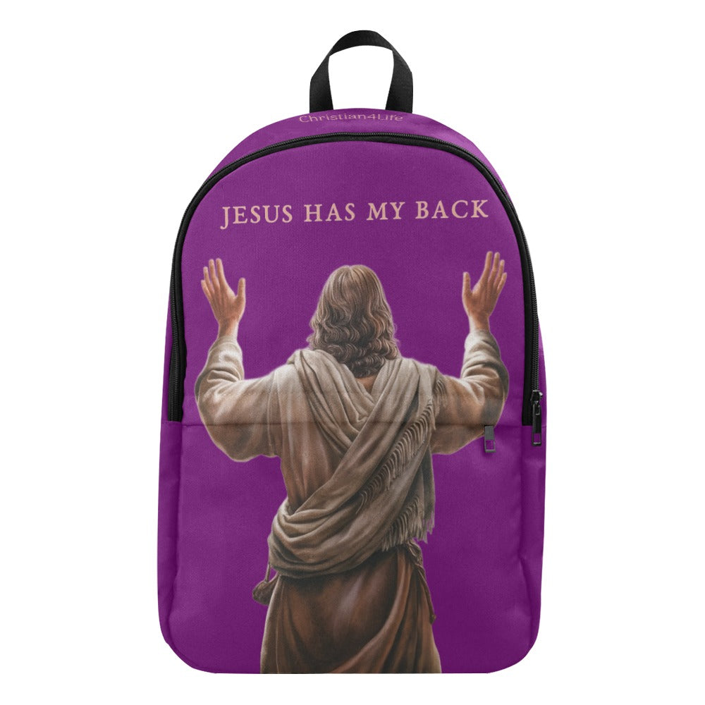 "Jesus Has My Back" Christian Backpack (Choose Purple Shade)