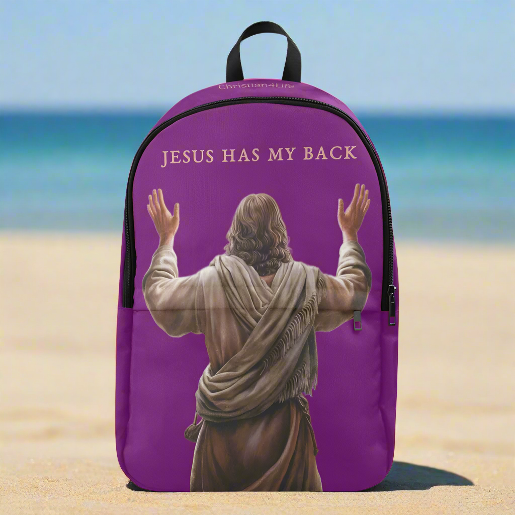 "Jesus Has My Back" Christian Backpack (Choose Purple Shade)