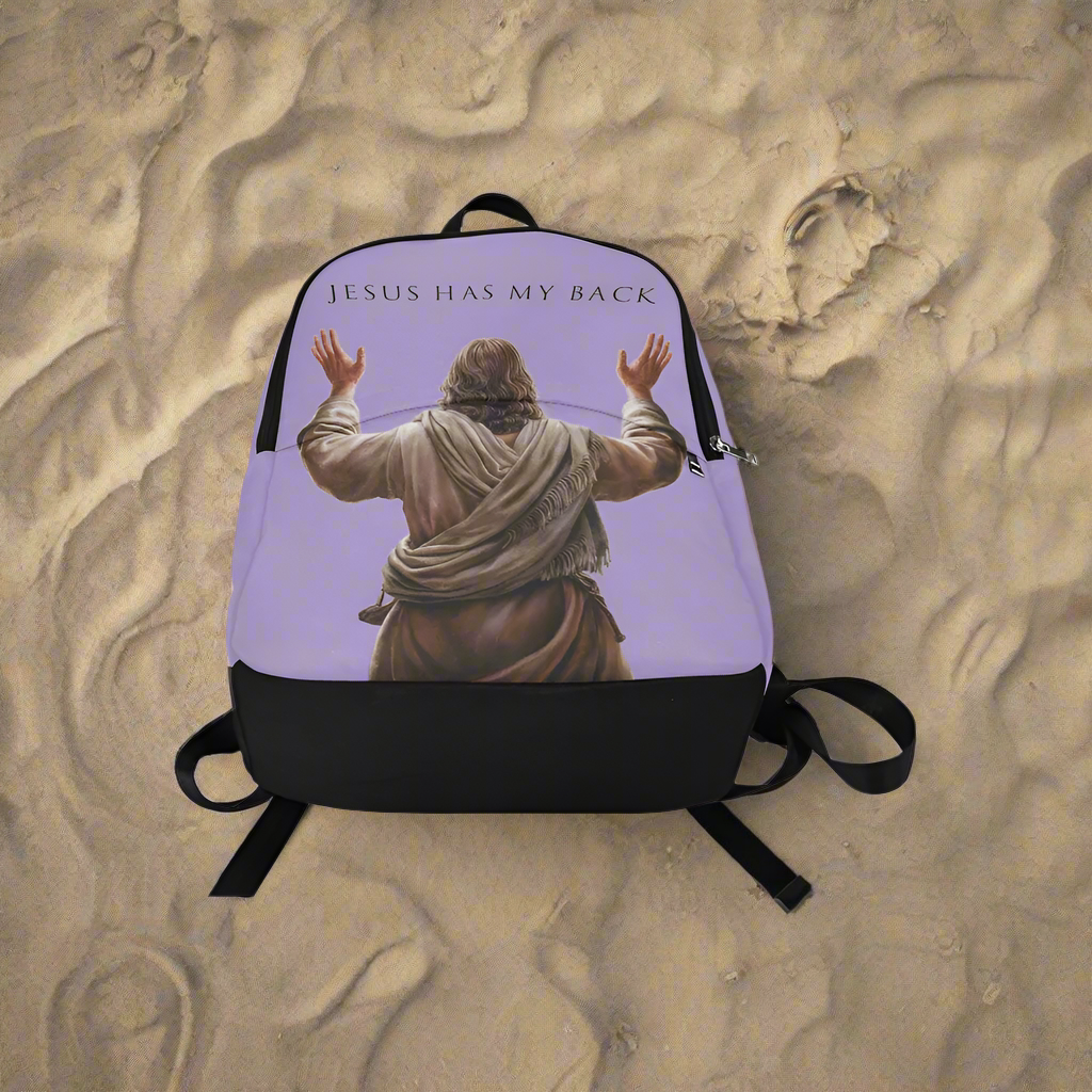 "Jesus Has My Back" Christian Backpack (Choose Purple Shade)