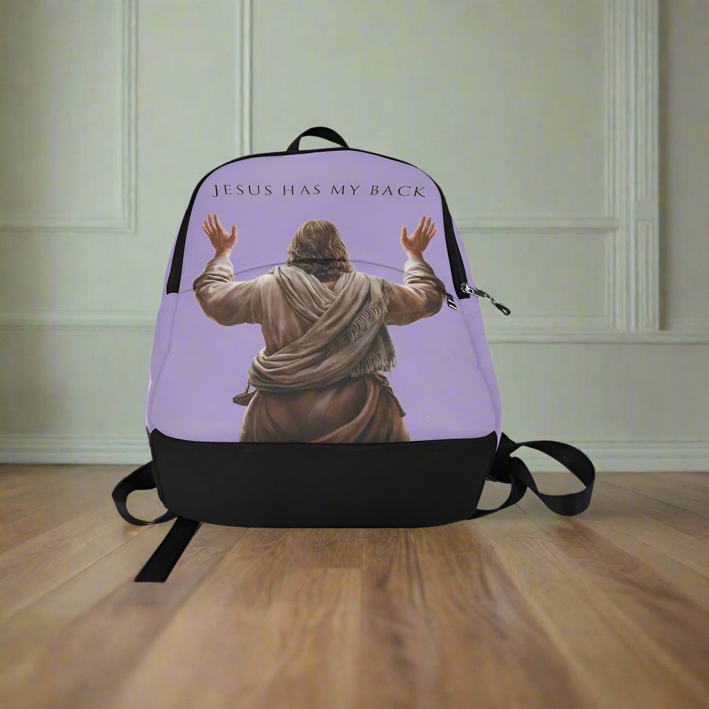 "Jesus Has My Back" Christian Backpack (Choose Purple Shade)