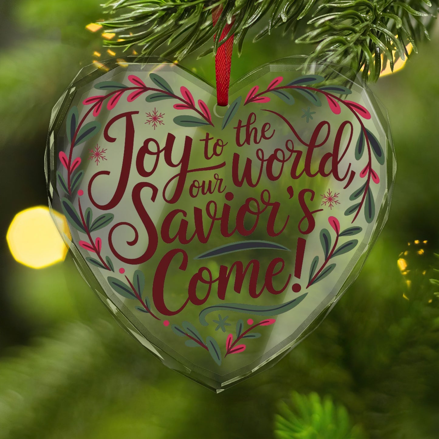 Crystal Heart and Round Glass Ornament