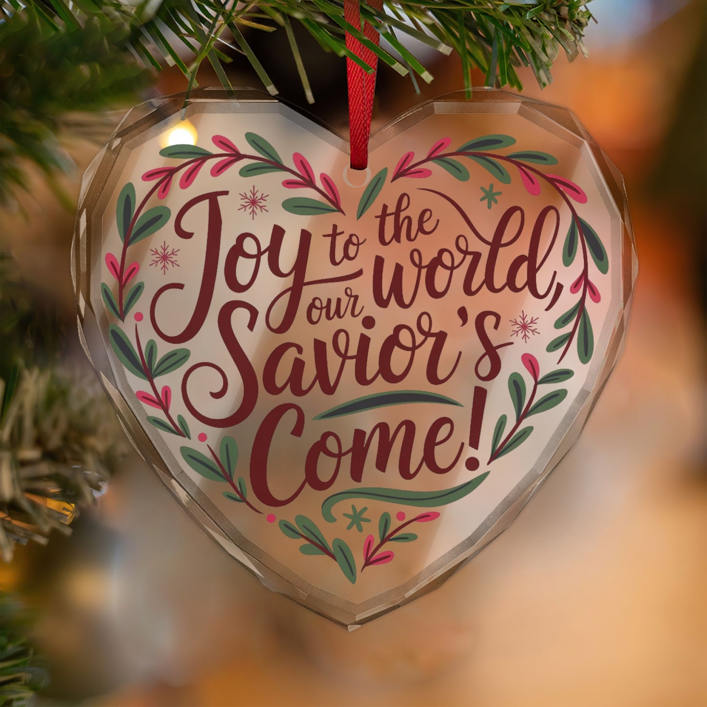 Crystal Heart and Round Glass Ornament