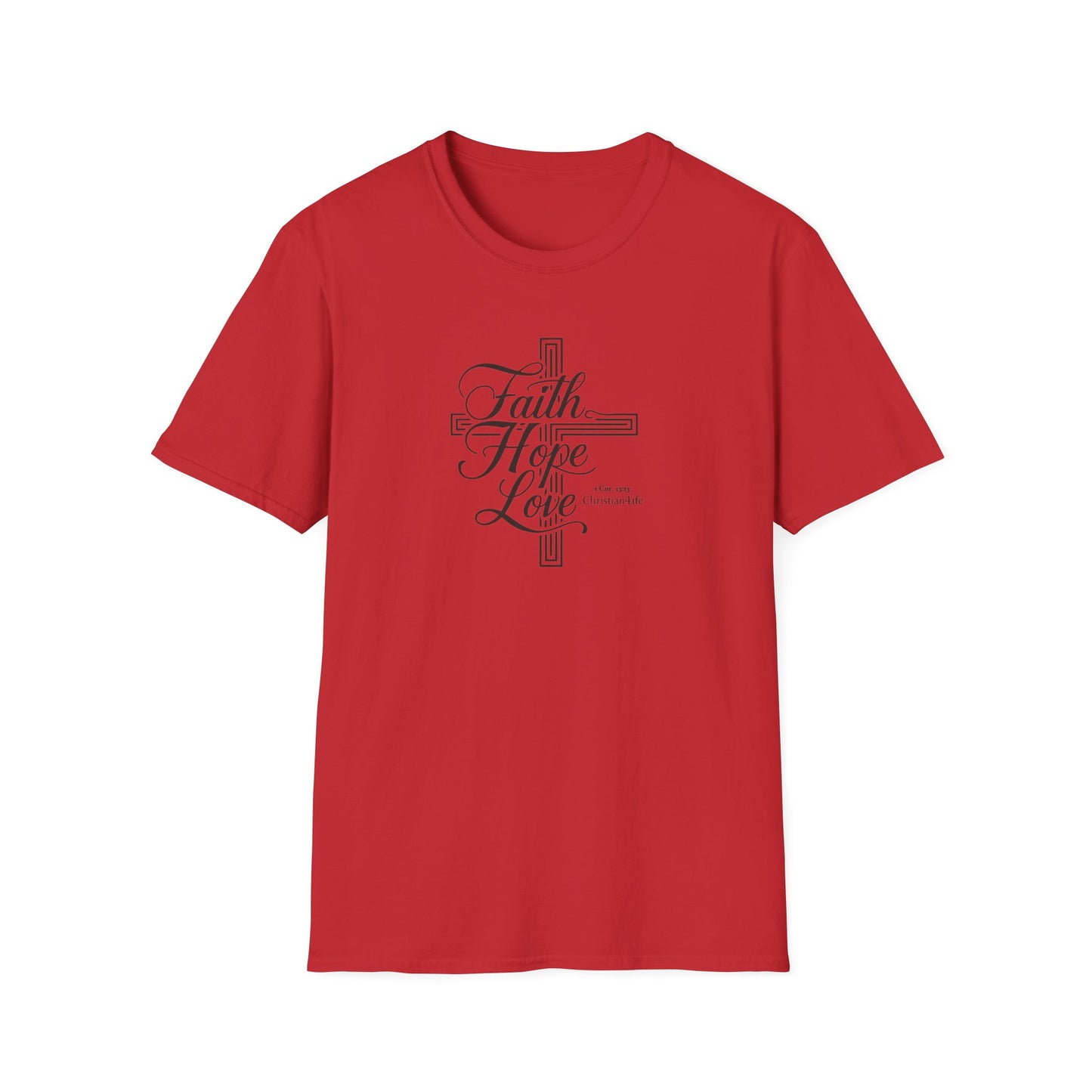 Unisex ’Faith Hope Love’ Christian Cotton Softstyle T-Shirt - Red / S - T-Shirt