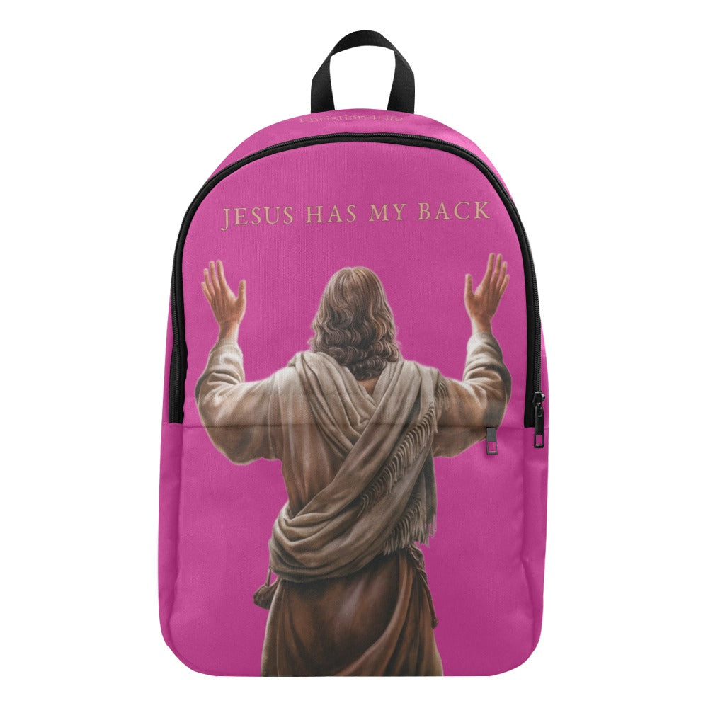 "Jesus Has My Back" Christian Backpack (Choose Pink Shade)