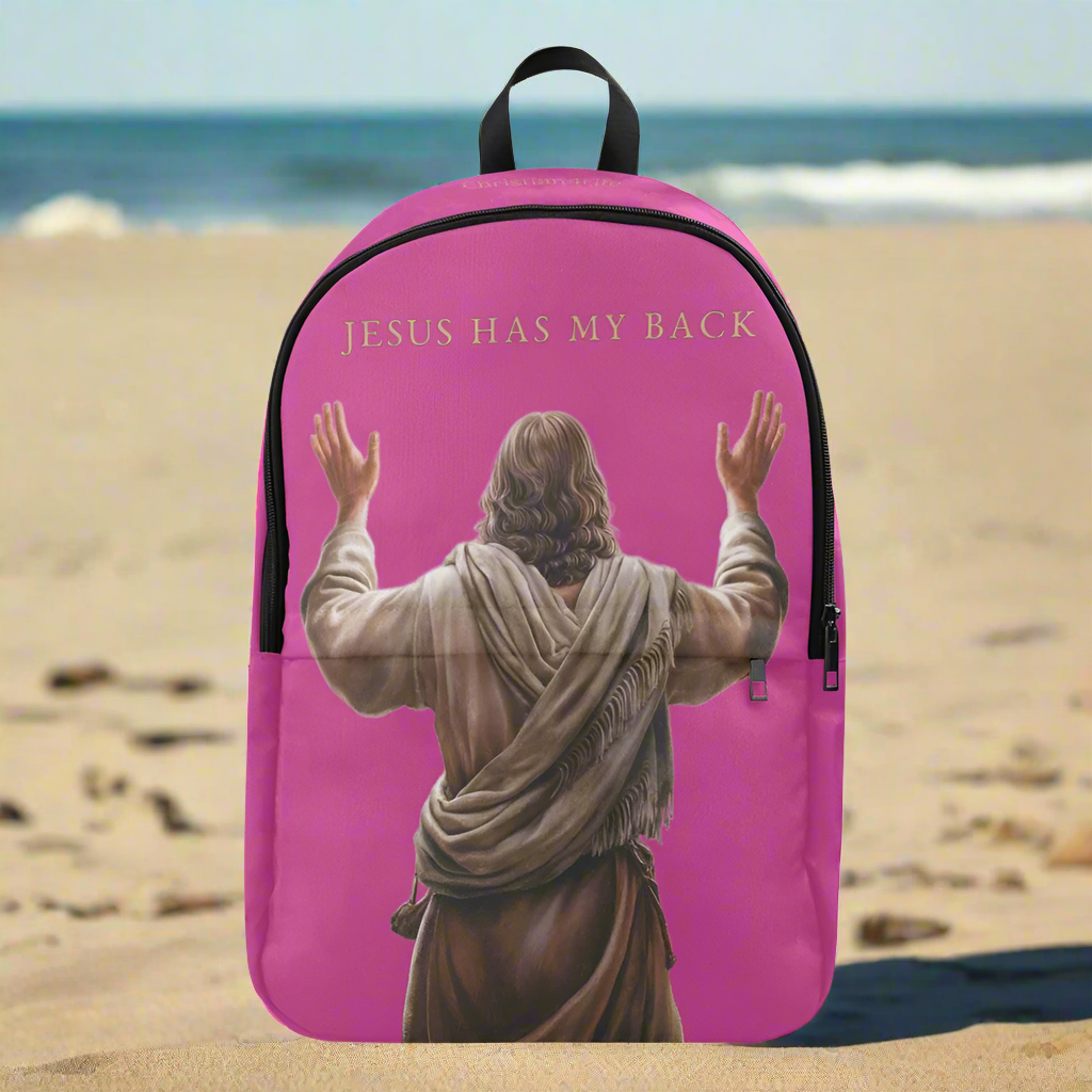 "Jesus Has My Back" Christian Backpack (Choose Pink Shade)